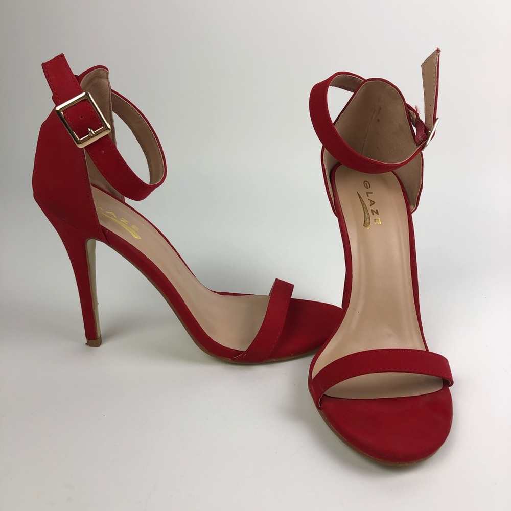 Red Ankle Strap High Heels